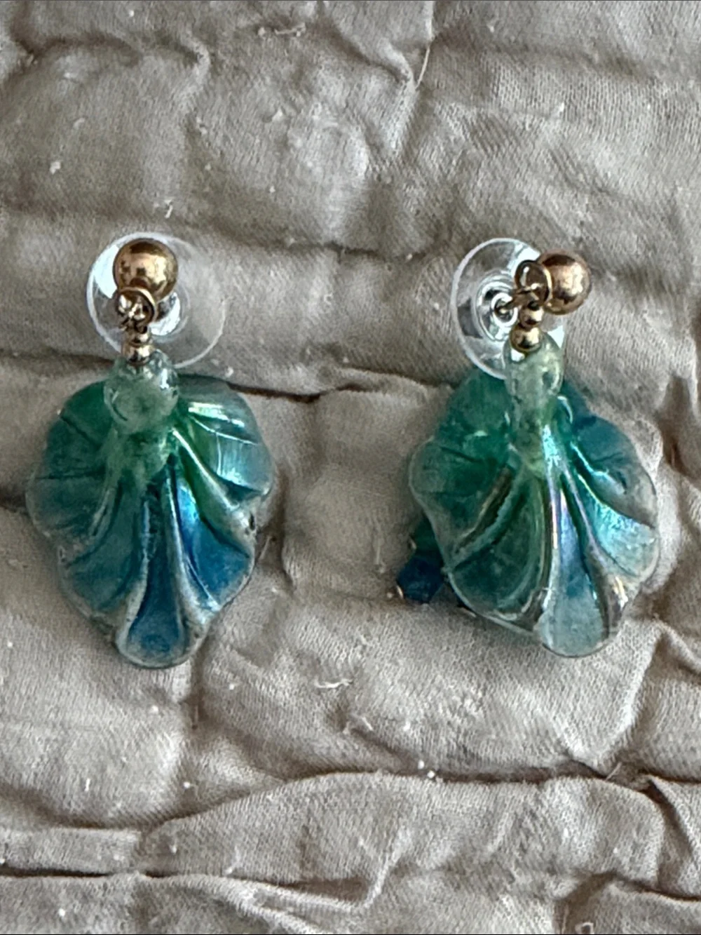 Exquisite blown glass flowers with crystal blue with gold ball posts flowers